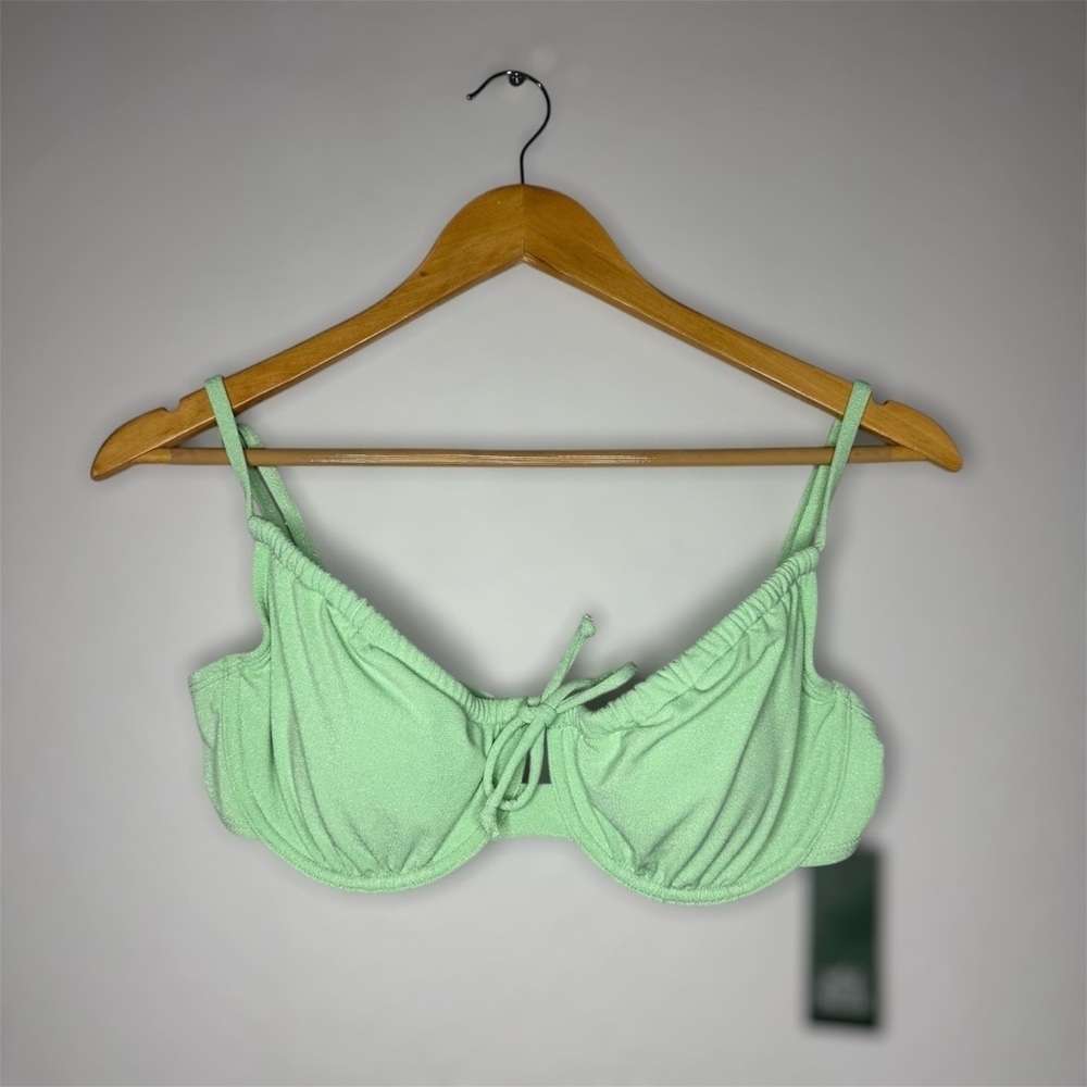 New Shimmery Glitter Mint Green Women's Bikini Top L (12-14)